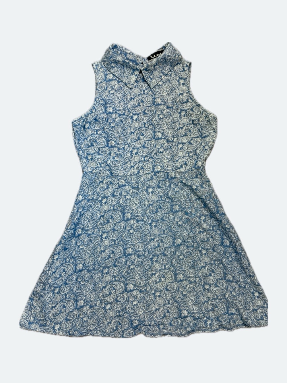 Vintage i.s.o.s. Blue Paisley Peter Pan Collar Sleeveless Tank Dress XS / Small